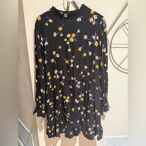 POPSUGAR Black Dress with Yellow Floral Accent Size XXL Flowy Feminine
